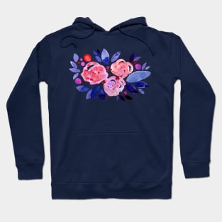 Watercolor flower bouquet - pink and blue Hoodie